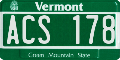 VT license plate ACS178