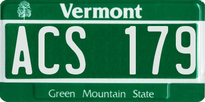 VT license plate ACS179