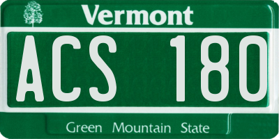VT license plate ACS180