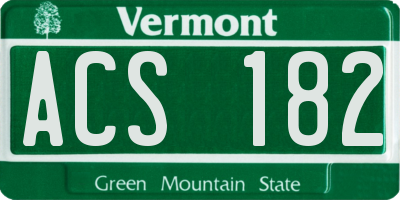 VT license plate ACS182