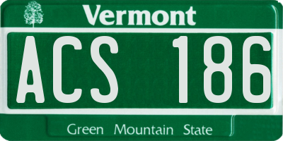 VT license plate ACS186