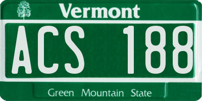 VT license plate ACS188