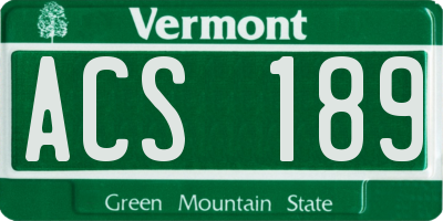 VT license plate ACS189