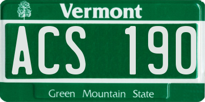 VT license plate ACS190