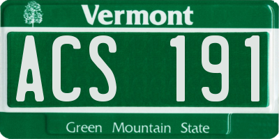 VT license plate ACS191