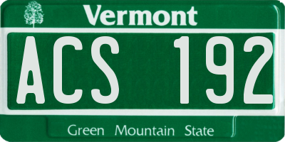 VT license plate ACS192
