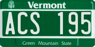 VT license plate ACS195