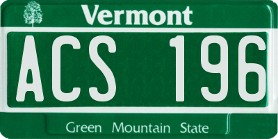 VT license plate ACS196