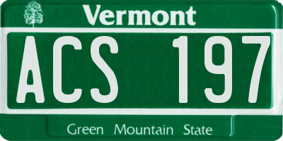 VT license plate ACS197