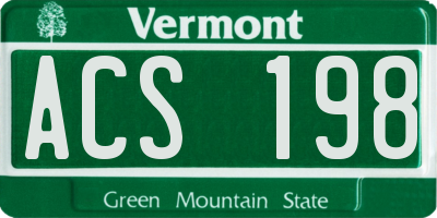 VT license plate ACS198
