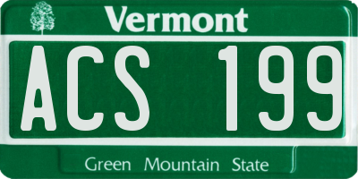 VT license plate ACS199