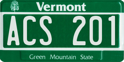 VT license plate ACS201