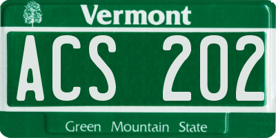 VT license plate ACS202