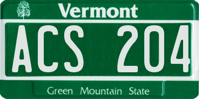 VT license plate ACS204