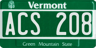VT license plate ACS208