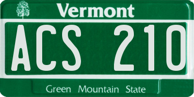VT license plate ACS210
