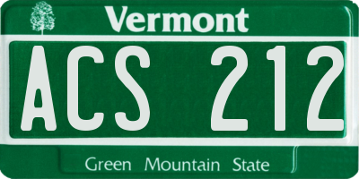 VT license plate ACS212