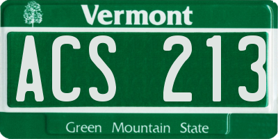 VT license plate ACS213