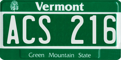 VT license plate ACS216