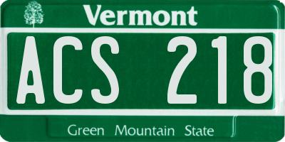 VT license plate ACS218