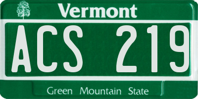 VT license plate ACS219