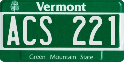 VT license plate ACS221