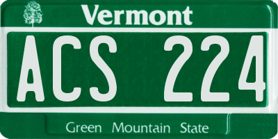 VT license plate ACS224