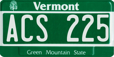 VT license plate ACS225