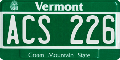 VT license plate ACS226