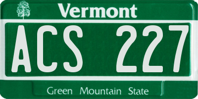 VT license plate ACS227