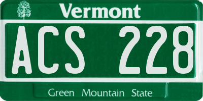 VT license plate ACS228