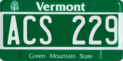 VT license plate ACS229