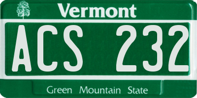 VT license plate ACS232