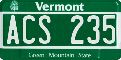 VT license plate ACS235