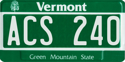 VT license plate ACS240