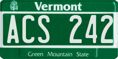VT license plate ACS242