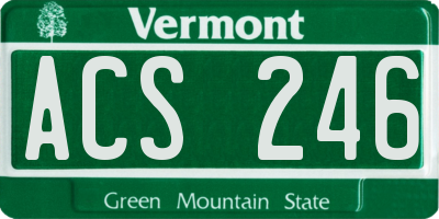 VT license plate ACS246