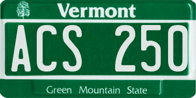 VT license plate ACS250