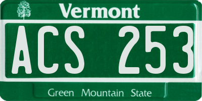VT license plate ACS253