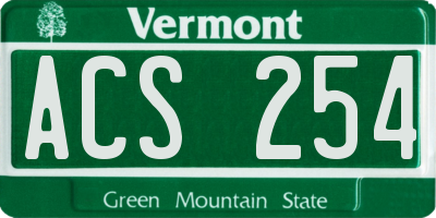 VT license plate ACS254