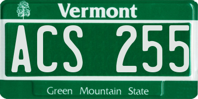 VT license plate ACS255