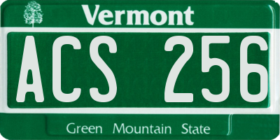 VT license plate ACS256