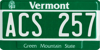 VT license plate ACS257