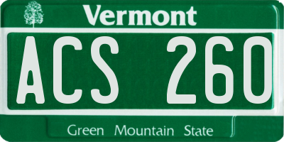 VT license plate ACS260