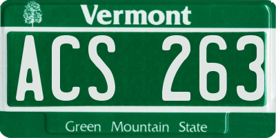 VT license plate ACS263