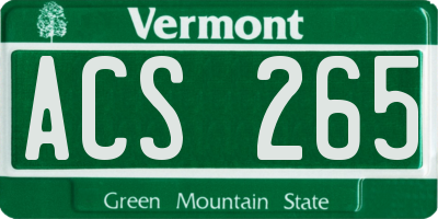 VT license plate ACS265