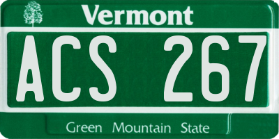 VT license plate ACS267