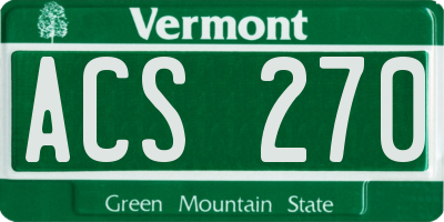 VT license plate ACS270