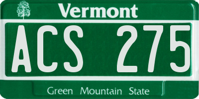 VT license plate ACS275