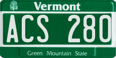 VT license plate ACS280